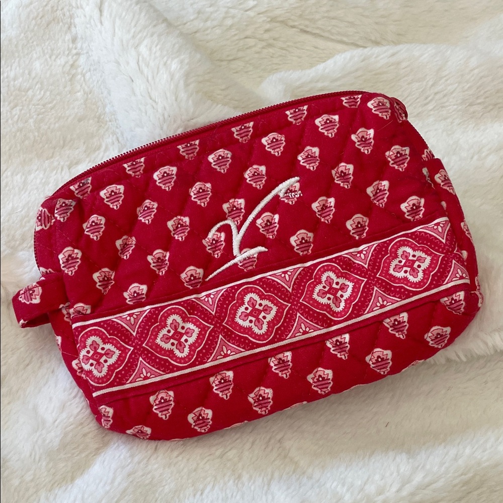 Vera Bradley Red and Pink Patterned Cosmetic Case